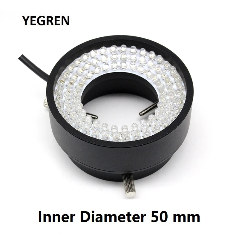 Câmera industrial ccd visão fonte de luz diâmetro interno 50 mm 96 led anel lâmpada brilho ajustável iluminação microscópio