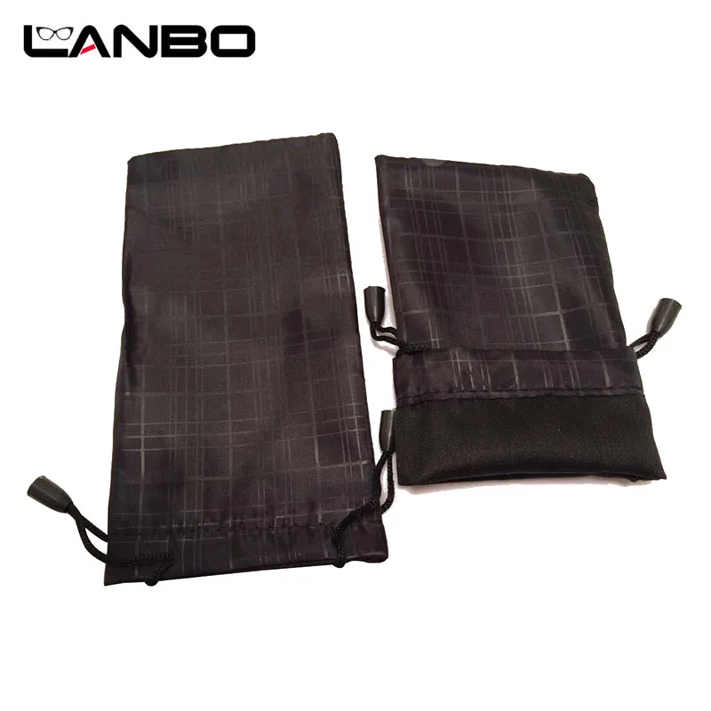 LANBO-bolsa para gafas de sol, estuche de tela suave a cuadros, Color negro, buena calidad, venta al por mayor, 100 unidades por lote