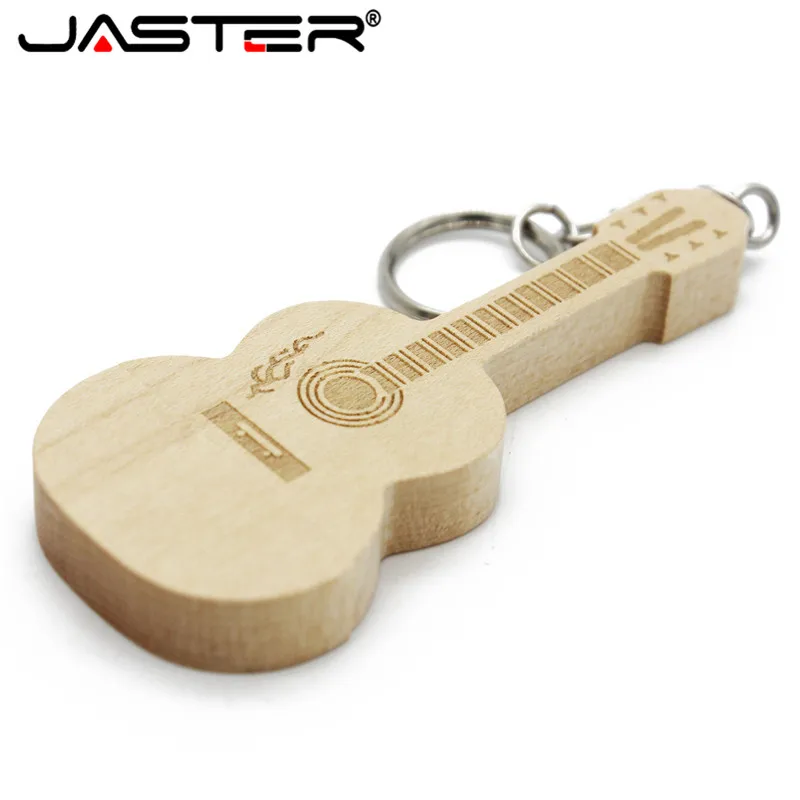 JASTER hot selling creative 3 color wooden guitar with chain USB 2.0 4GB/8GB/16GB/32GB/64GB USB flash drive 10 PCS free LOGO