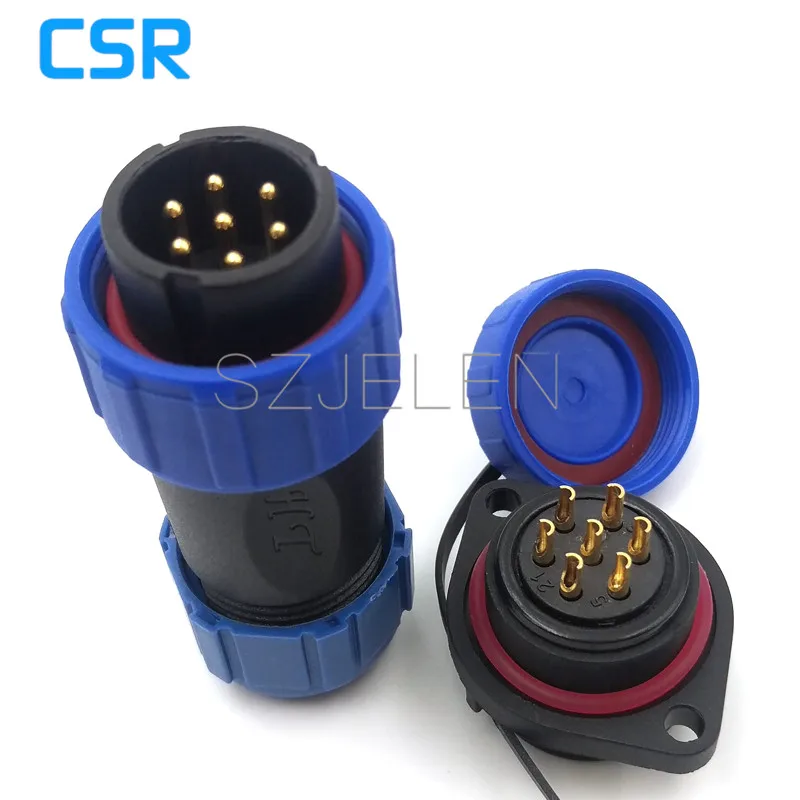 SP2110,Outdoor Led Lighting Waterproof Connector, Male Female 7pin Cable Connector, Current Rating 15A , Automotive Connectors