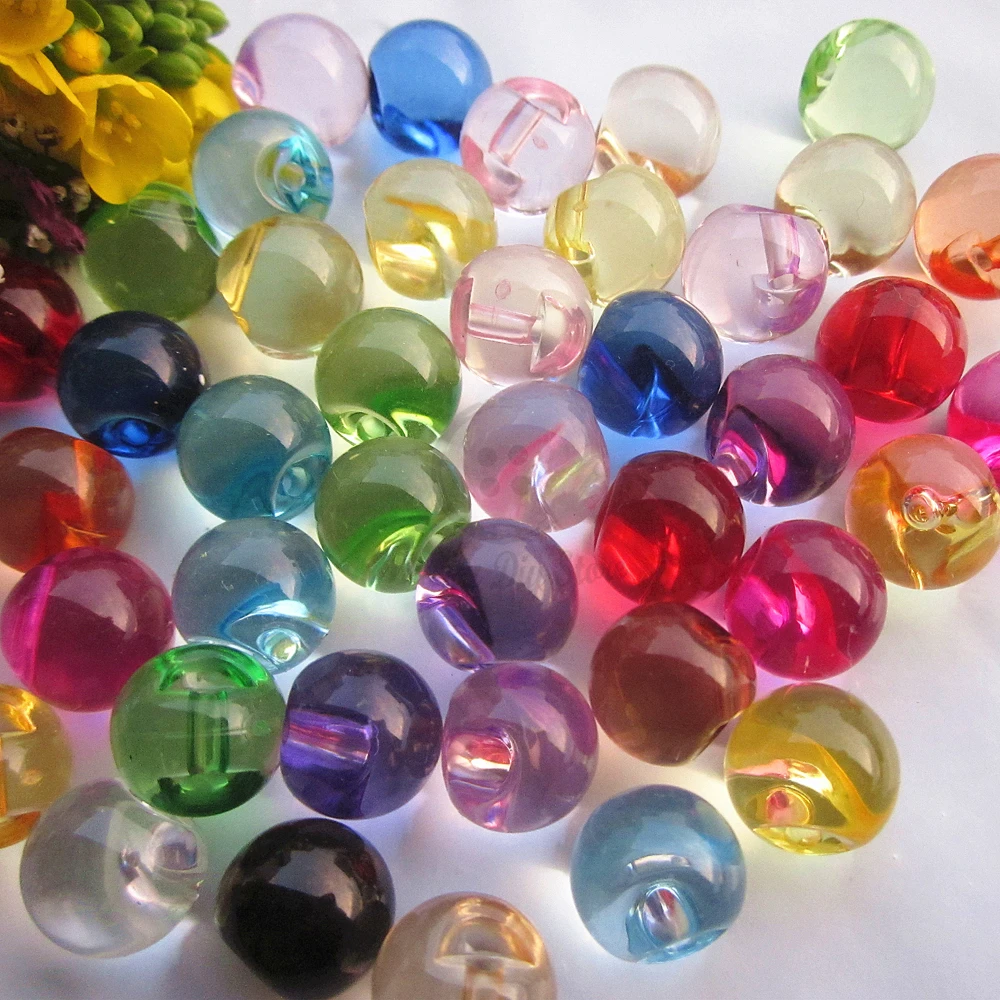 50pcs 10mm 17 colors Crystal ball sewing buttons colorful acrylic ball decorative buttons Jewelry wedding diy craft materials