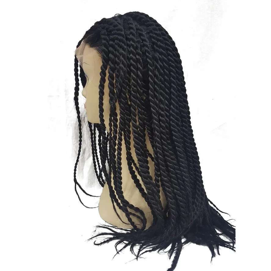 Peluca con malla frontal StrongBeauty, pelo trenzado negro, caja trenzada sintética, pelucas con trenzas