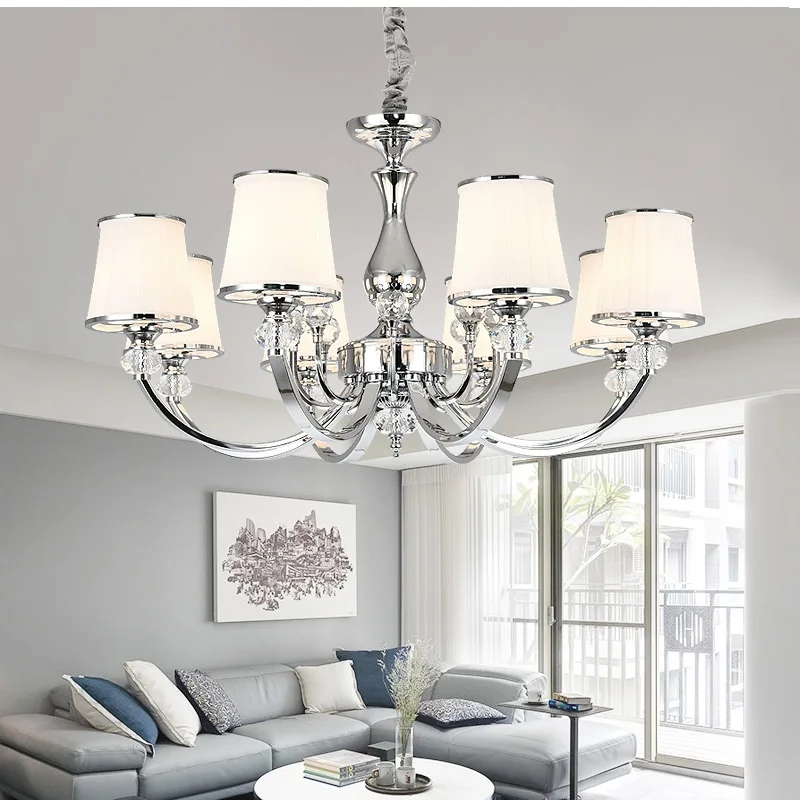 

Chrome Modern Chandelier Lights For Living Room Bedroom Led Lighting Fixture Crystal Lamp E14 Led Lighting