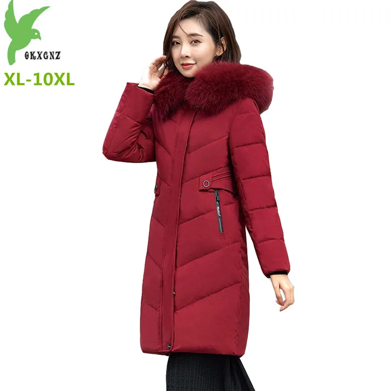 Down Jacket Women Winter Parkas New Thick White Duck Down Coat Fur Collar Hooded Long Down Coats Female Overcoat 8XL 9XL 10XL