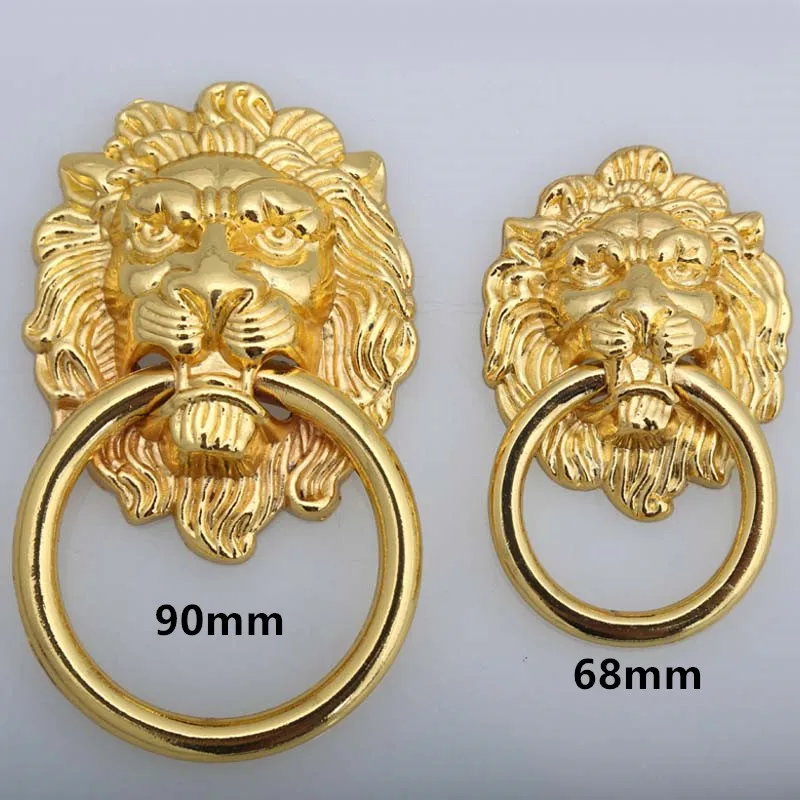 lenth 90mm big lionhead vintage style handles gold drawer cabinet pulls knobs 32mm gold large meatball dresser door handle knob