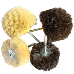 Tête de meulage en Sisal, 2 pièces, Filament de Sisal et brosse à cheveux de cheval, meubles de travail du bois pour perceuse, outils rotatifs tige 6mm