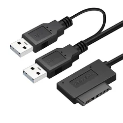 SATA to USB 2.0 6pin+7pin 13pin Adapter Cable External Power Cable for Laptop Optical Drive CD/DVD ROM Slimline Drive Converter