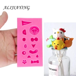 DIY Animal mouth eyes ears nose bow silicone mold cake fondant decorating tool polymer clay resin mould D1393