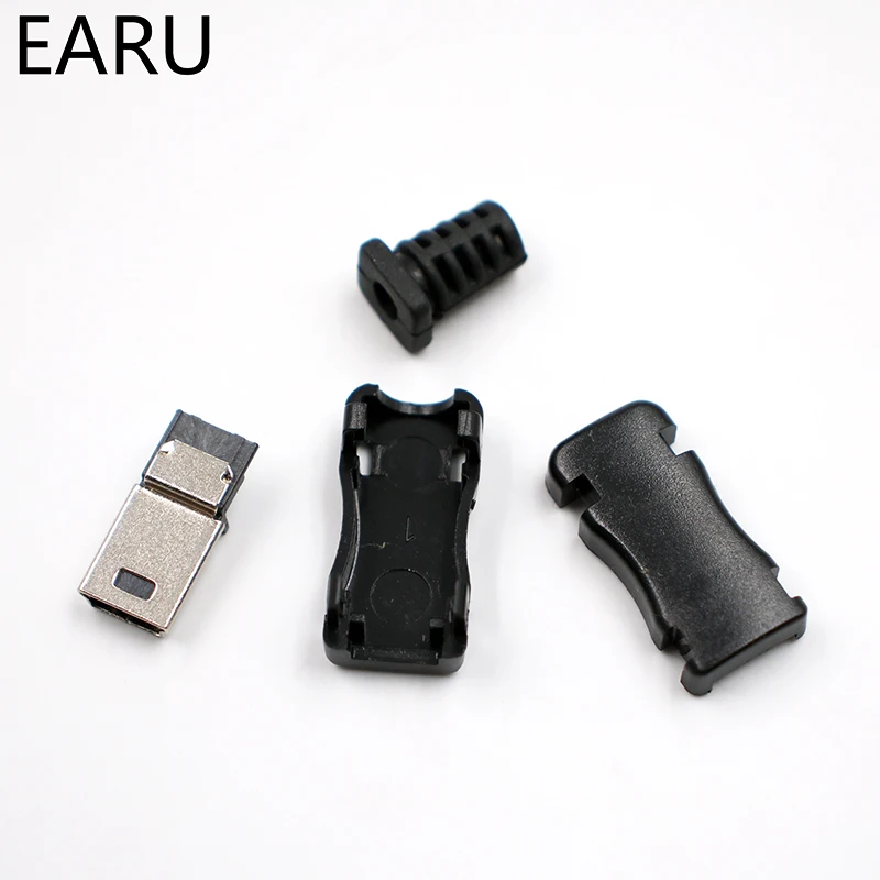 10pcs Mini USB 5 Pin T Port Male Plug Socket Connector Plastic Cover for DIY Dropshipping Top Sale SDA Data Cable Wire Line