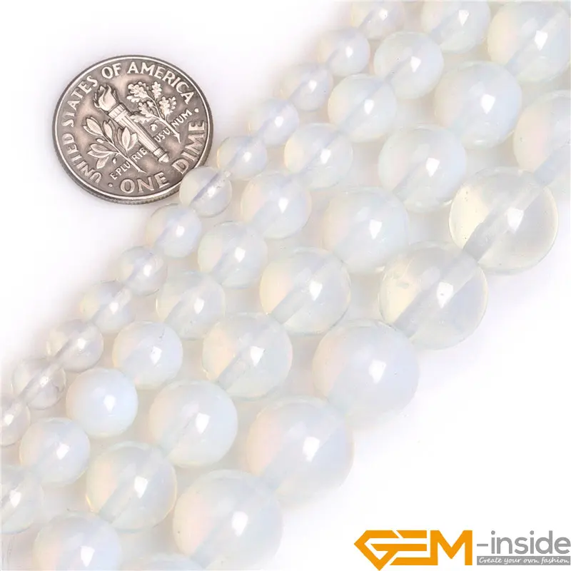 6 8 10 12mm White Opalite Loose Spacer Round Accessorries Beads For Jewelry Making Strand 15\