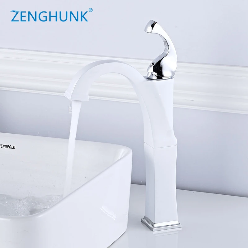 

Basin Faucets Elegant Bathroom Faucet Hot and Cold Water Basin Mixer Taps White and Chrome Finish Brass Toilet Sink Water Crane