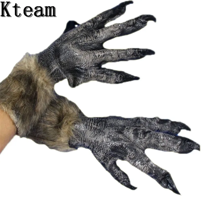 

Hot Sale 1 Pair Big Werewolf Grey Wolf Paws Claws Cosplay Gloves For Halloween Party Costume Accessory Women Men Masquerade Toy