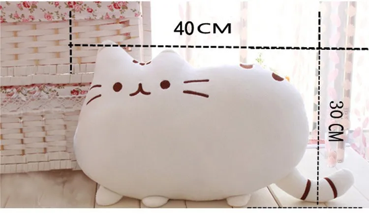 Almohada de gato Kawaii de 40x30cm con cremallera, sin piel de algodón PP, galletas, muñeco de Peluche, funda de cojín grande, regalo