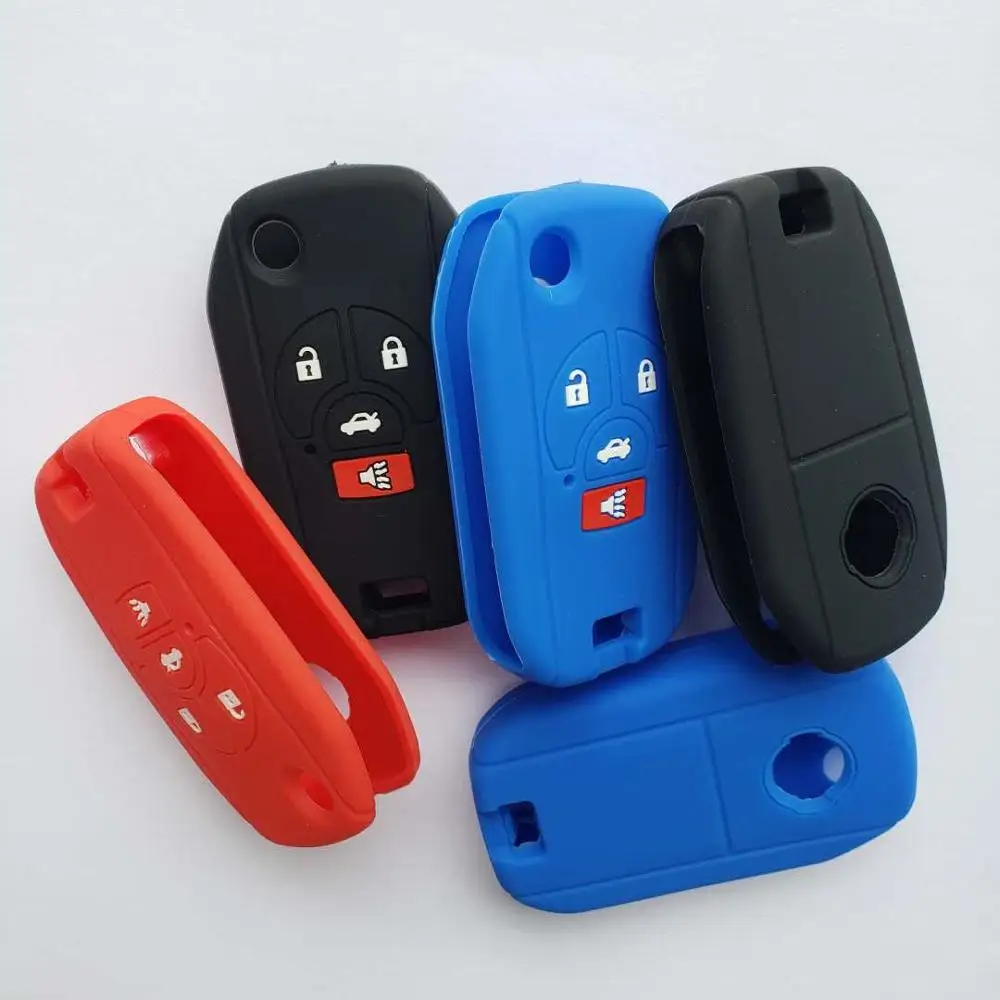 Flip Folding Key Silicone Remote Cover for NISSAN Sylphy Cube Juke Rogue Qashqai Micra Maxima Altima Sentra Versa 4Button FOB