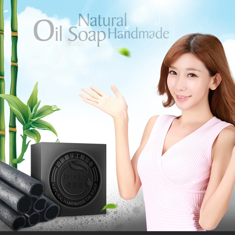 Bamboo Charcoal Handmade Soap Skin Whitening Deep Cleansing Blackhead Remover Acne Treatment Face Wash Hair Bath Skin Care 100g