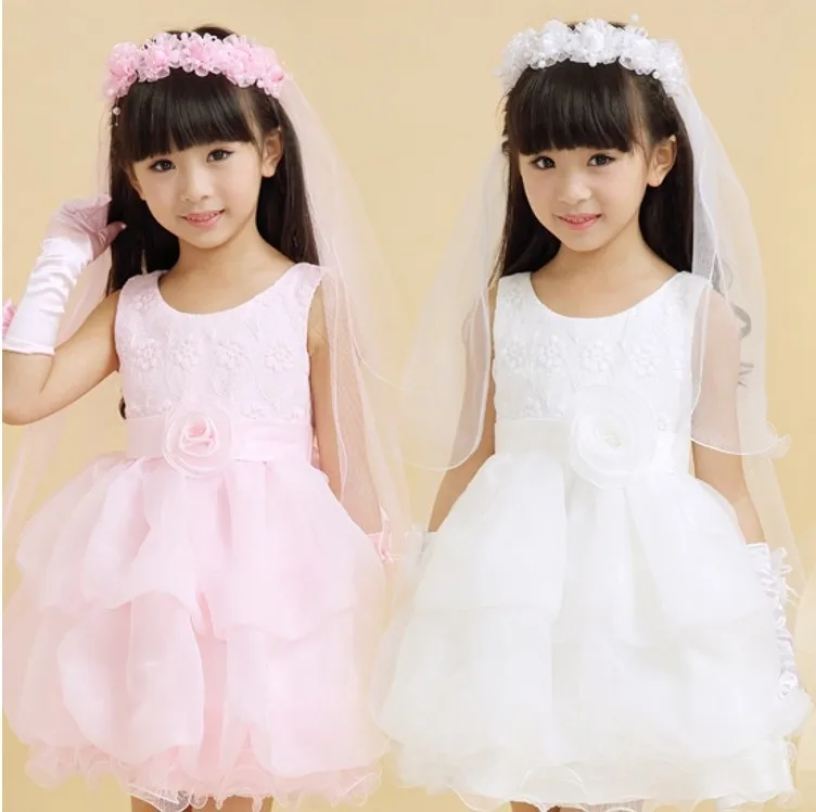 2018 Wedding Veil Long Veils For Children Two-layer Pencil Edge White Pink Hair Accessories For Flower Girls Lace Schleier BV005