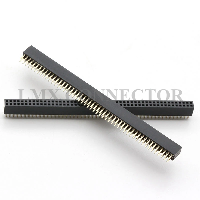 10PCS 1.27mm Female Pin Header Connector 2X40P/2X50P Plstic Height 4.3mm Double Row Copper Gold Plated