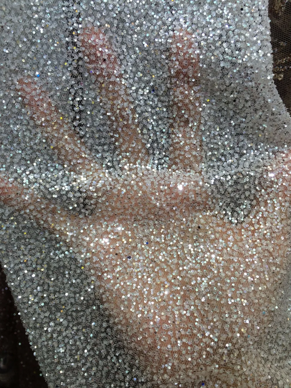 

glued glitter sparkle J-11294 tulle mesh lace fabric 5yards for evening dress/fashion show