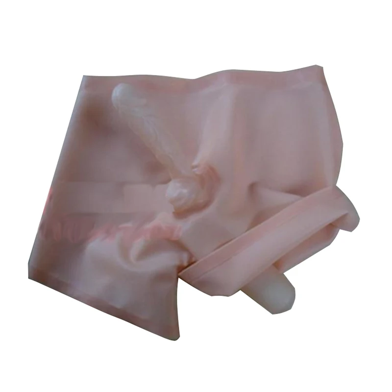 Latex shorts briefs ball penis sheath anal mould sheath boxers pants with egg condom