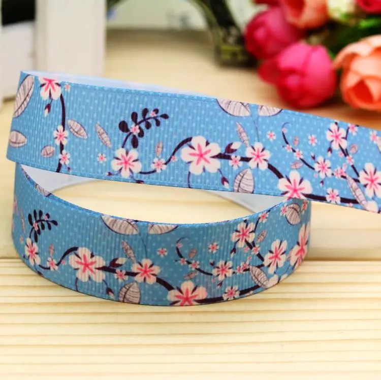 

7/8 дюймовая лента в рубчик с цветочным принтом, головной убор, украшение для рукоделия, оптовая продажа OEM 22 мм P5336