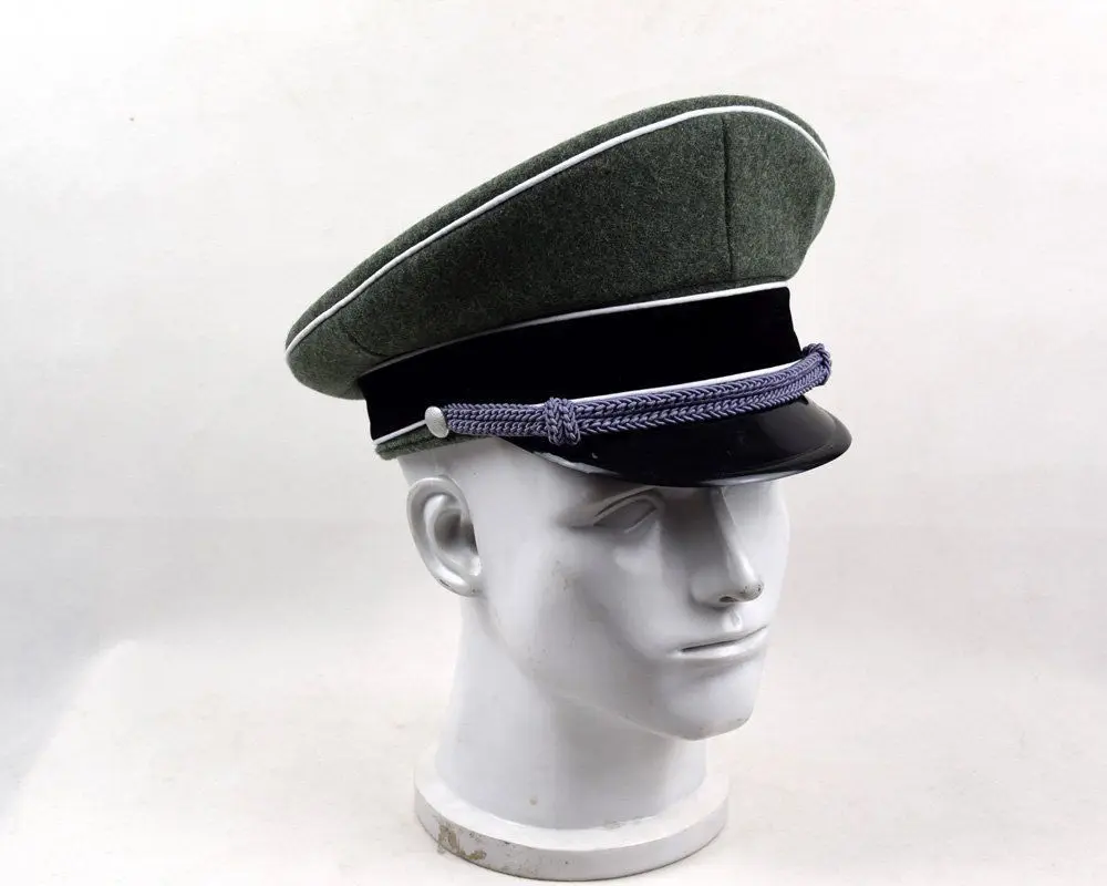 Men's WWII GERMAN ELITE OFFICER HAT OFFICER ARMY WOOL VISOR CRUSHER CAP IN SIZES