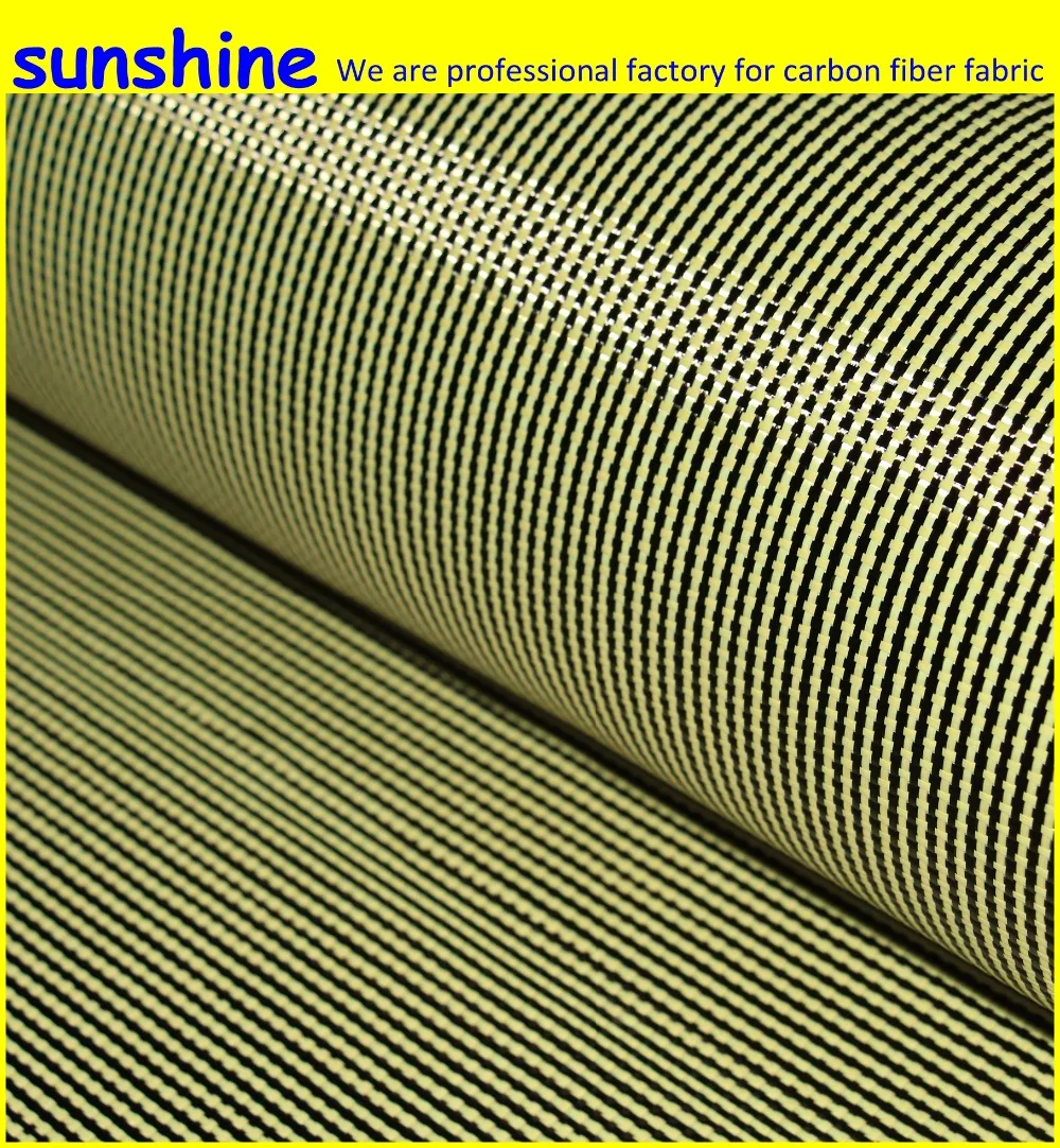 185gsm Carbon Aramid Fiber Hybrid Fabric Yellow Plain woven  Hollow Sq  Factory Outlet