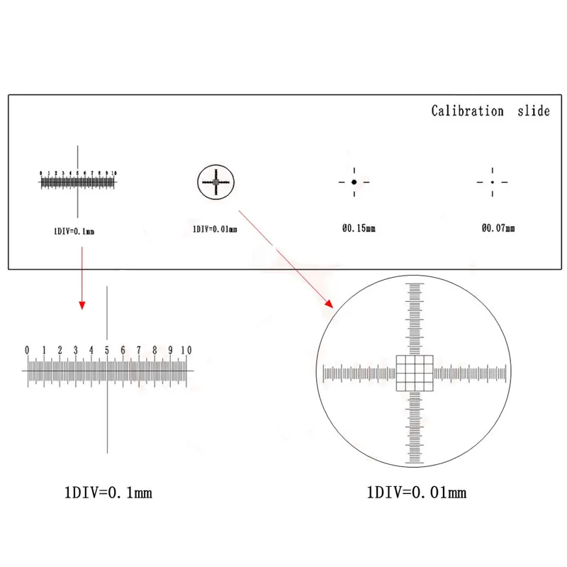 926 0.01mm Microscope Slides Reticle Calibrating Slide Ruler Cross Microscope Calibration Ruler Stage Micrometer