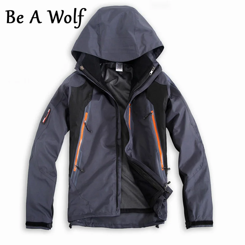 Be A Wolf Softshell Hiking Jacket Men Spring Waterproof Rain Coat Outdoor Clothing 2 in 1 Windproof Winter Fleece Jackets 601