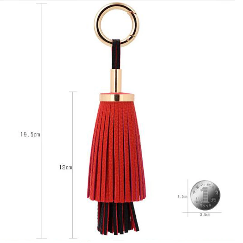 Fashion Luxury Two-layer PU Leather Tassel Bag Keychain Women Handbag Key Chain Ring Holder Accessories Car Pendant R262