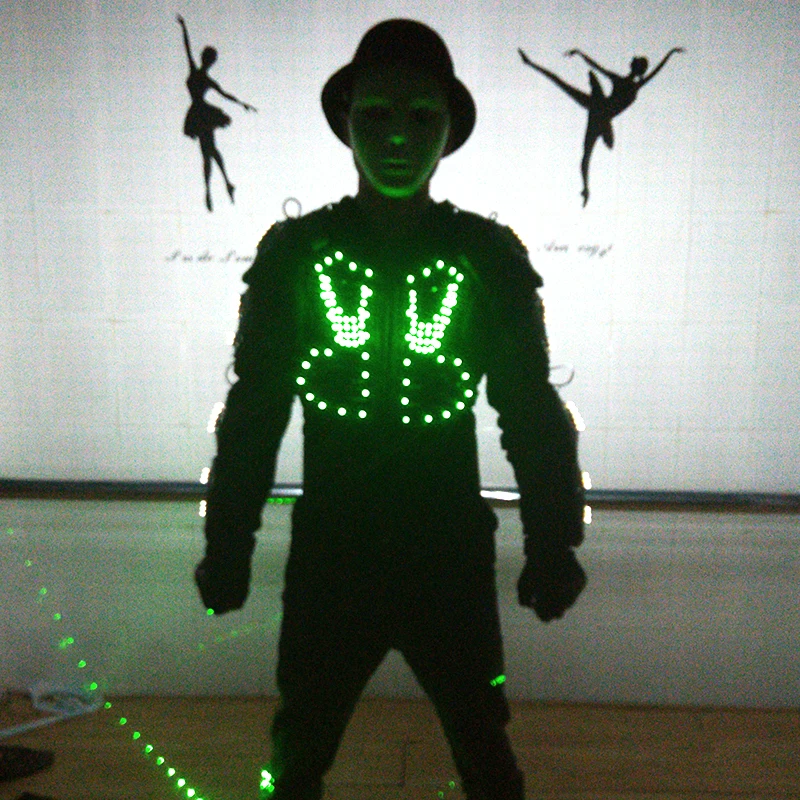 Newest  LED Luminous Jacket Ballroom Costume Dance Wear Stage Performance Props For Party Show KTV Nightclub