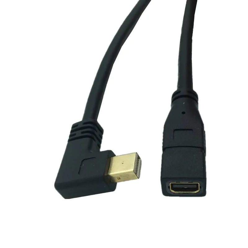 Port Display Mini Jantan Ke Betina 90 Derajat Atas & Bawah & Kiri & Kanan Miring Port Display Mini Kabel Ekstensi DP
