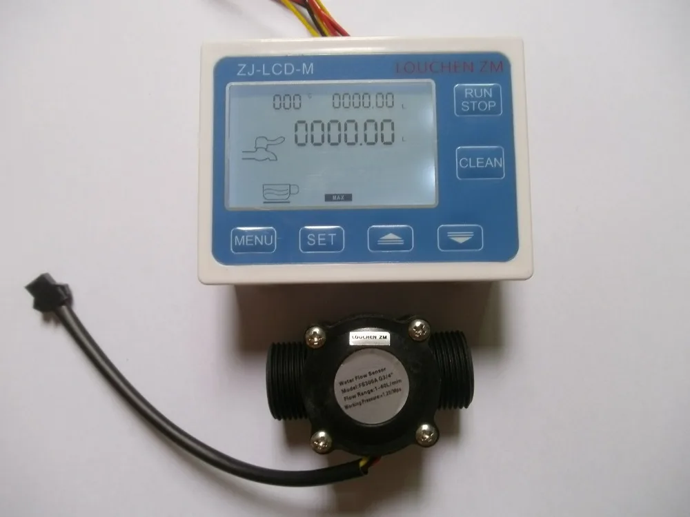 

LOUCHEN ZM G3/4" Flow Water Sensor Meter+DigitalLCD Display Quantitative Control 1-60L/Min Flowmeter