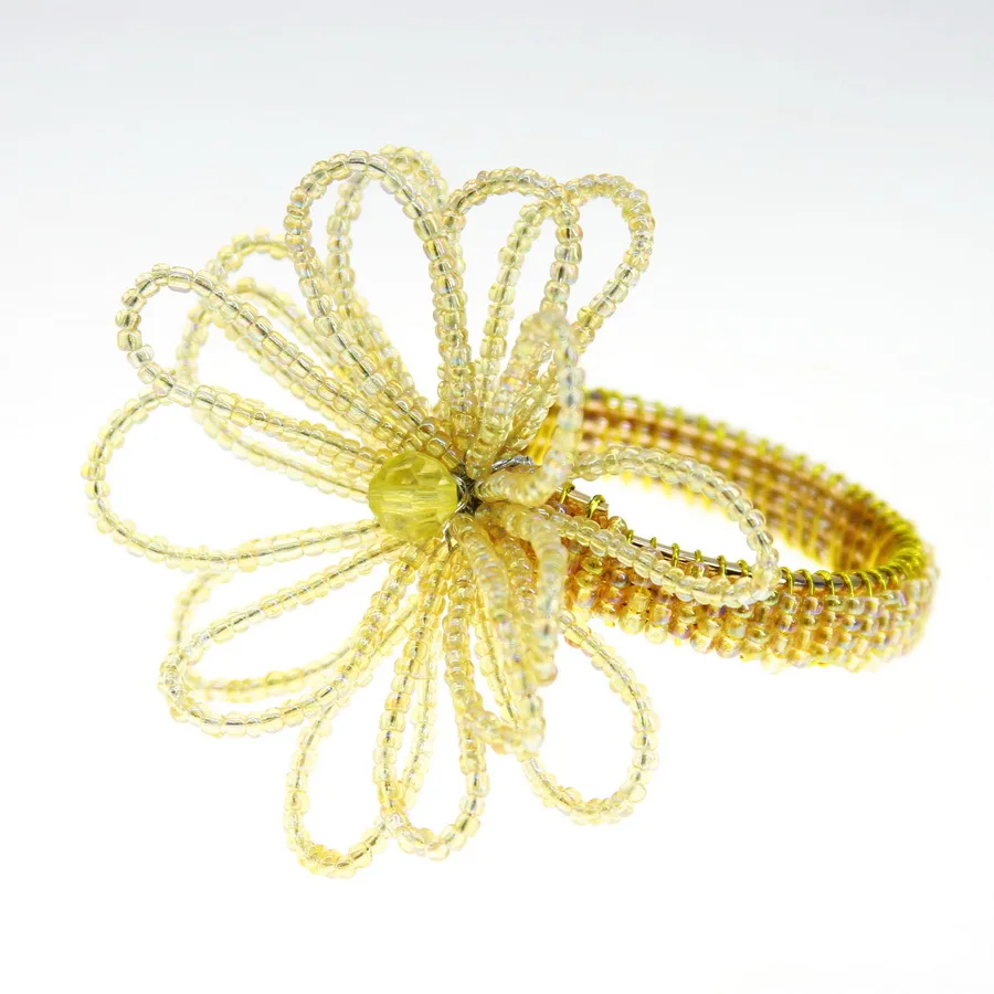 

free shipping ivory glass beads flower napkin ring beads napkin holder for wedding many colors 12 pcs
