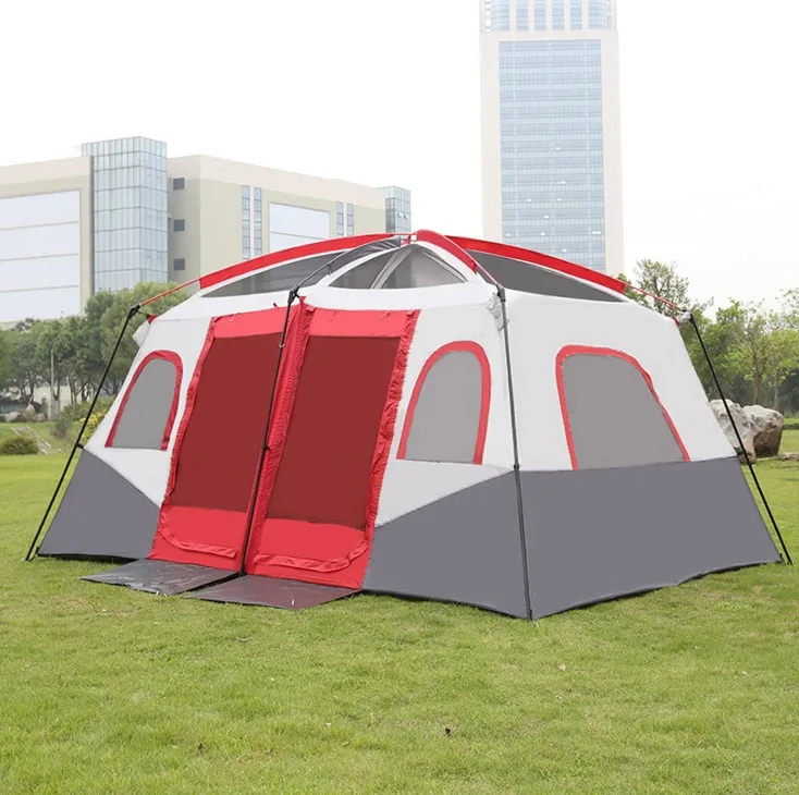 Imagem -04 - Tenda Grande Espaço ao ar Livre 810 Pessoas Barraca de Camping de Dois Quartos Equipamentos Super Grande Churrasco da Família Automático Camada Dupla