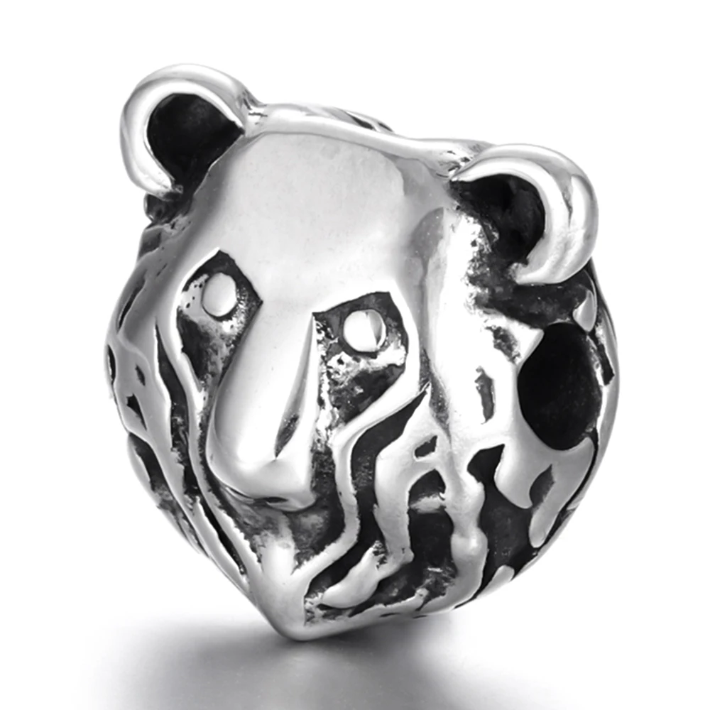 Stainless Steel Beads Bear Head 2.5mm Hole Animal Charms for Beaded Chain Bracelet Supplies Handmade DIY Jewelry Making Findings