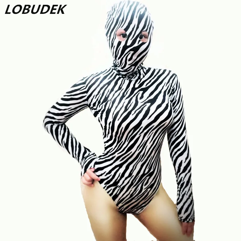 Body com estampa de zebra, chapéu grande, feminino, equipe de dança, traje de palco, boate, bar, dj, cantor, festa, show, roupas de festival rave