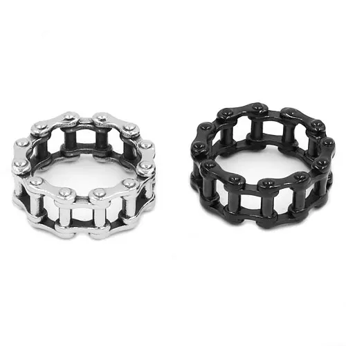 Wholesale Motorcycle Biker Chain Ring Stainless Steel Jewelry Black Silver Color Bicycle Chain Ring Biker Mens Boys Ring SWR0680