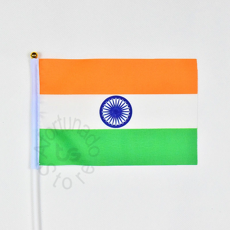 India 14*21cm 10pieces banner flag  Hand waving  National Flag  India for meet,Parade,party.Hanging,decoration