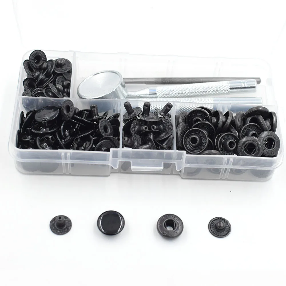 

50 sets/lot 12.5mm Metal Snaps High quality Snap button metal jacket Snap Fastener Black paint process Rivet T8 T5 T3