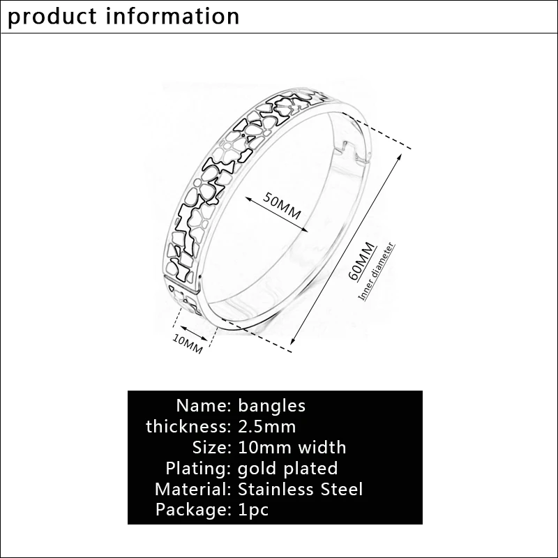 Color Culture New Fashion Stainless Steel  Bracelet for Women Gold-color Couples Bangle Flower Designs Wedding Jewelry