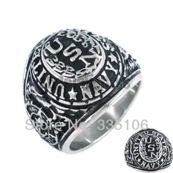 Wholesale United States Navy USN Ring Stainless Steel Jewelry Classic USA Military Biker Mens Gift SWR065A