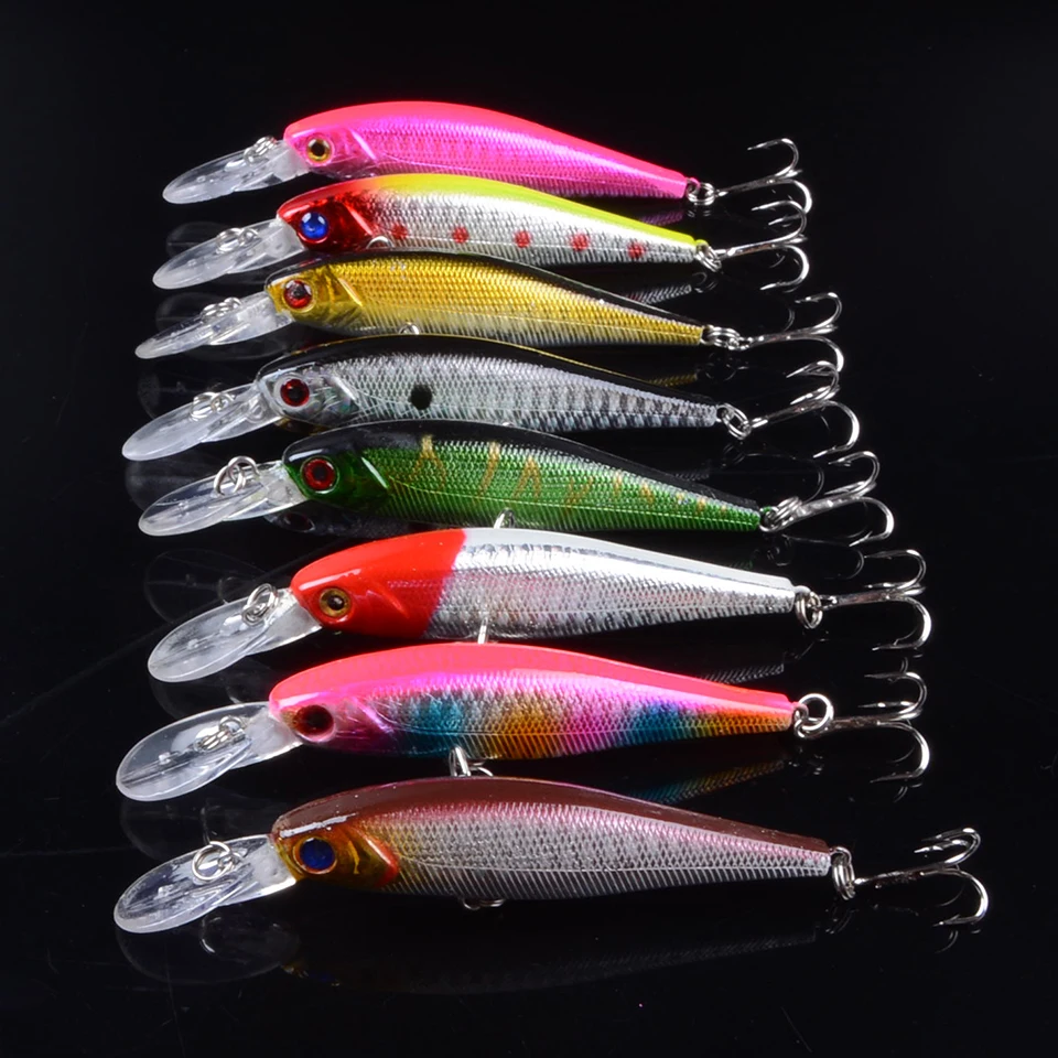 

8pcs/lot 10cm 9g Hard Minnow Fishing Lure Topwater Floating Wobblers Crankbait Bass Artificial Baits Crankbait Carp Lures Pesca