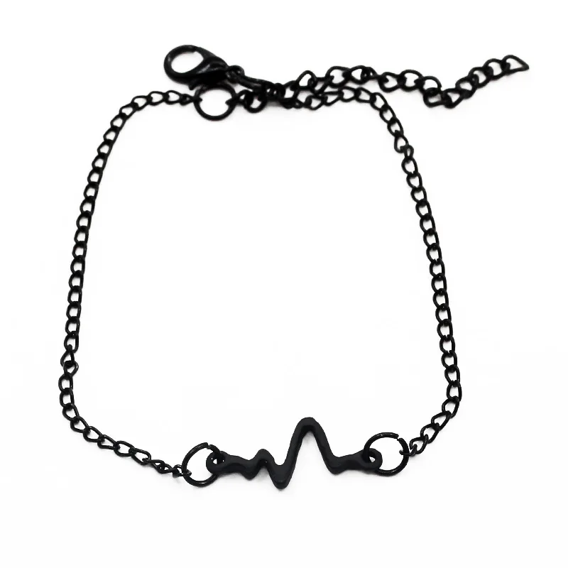 Special Silver Plated Golden Black Heartbeat Frequency Line Lightning Pattern Thin Chain Adjustable Bracelets For Women