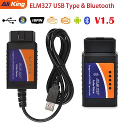 Wifi ELM327 Car Diagnostic Tool Bluetooth elm 327 V1.5 OBDII Scanner USB Cable ELM327 Code reader mini elm327 For Android/ios