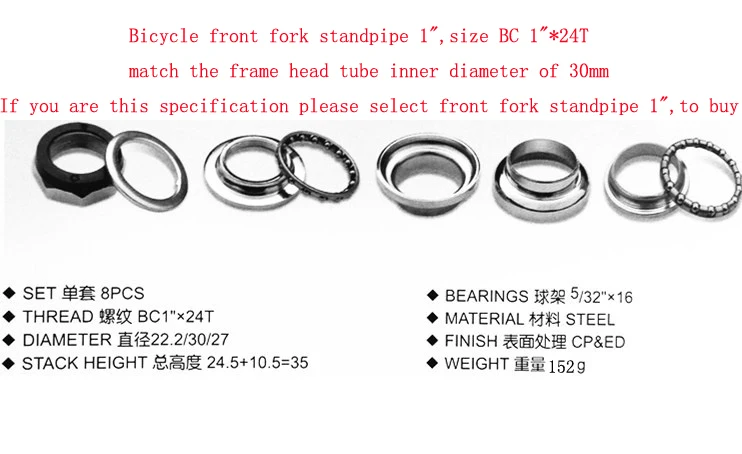 2015 hot sale fixed gear road bike vintage Headsets Retro bicycle front fork standpipe 28.6mm and 25.4mm for bmx,bike BZZ005