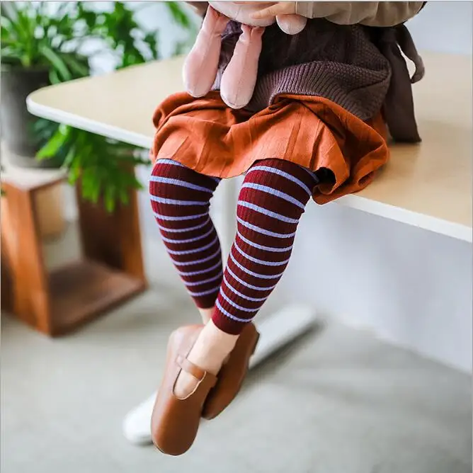 New children\'s leggings wholesale autumn new combed cotton pinstripes double needles kids boys girls baby pantyhose