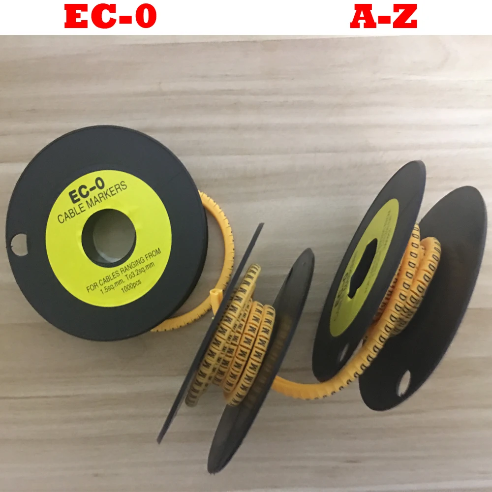 1300pcs/Lot EC-0 1.5mm2 A-Z ABCDEFGHIJKLMNOPQRSTUVWXYZ English Letter PVC Flexible Print Sleeve Tube Label Net Wire Cable Marker