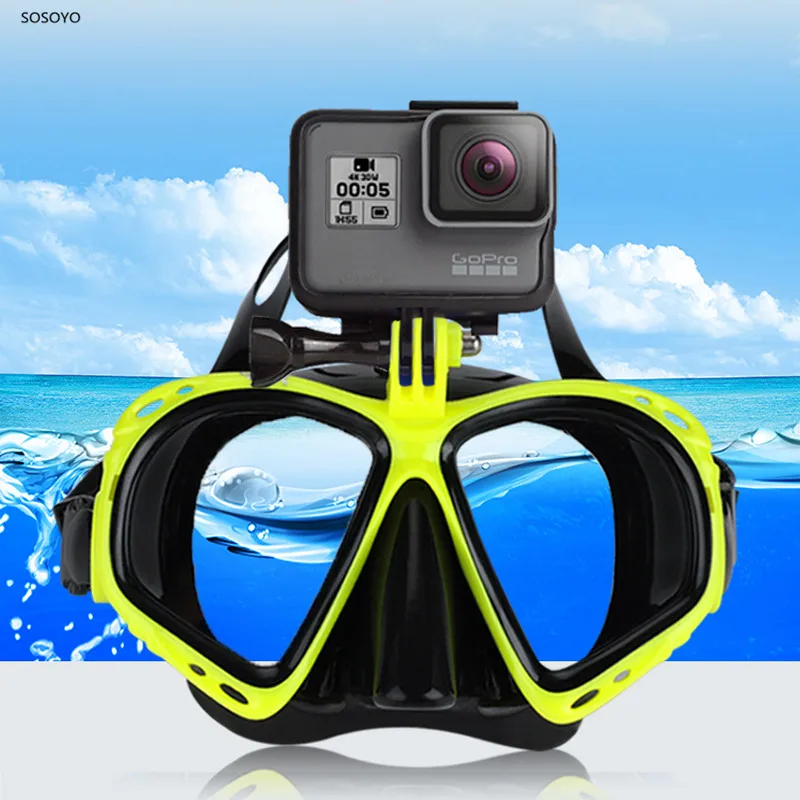 Anti-fog Diving Mask Silicone Mask Snorkel Professional Underwater Swim Goggles Case For GoPro Xiaomi Yi Camera Accessories