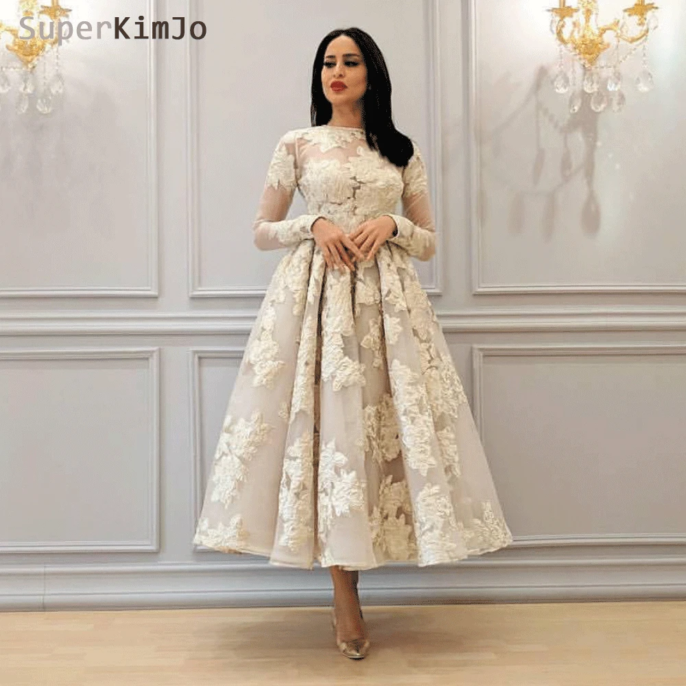 Superkimjo Vestido De Festa Lengan Panjang Pergelangan Kaki Panjang Gaun Prom 2020 Elegan Bahasa Swedia Bengkak Gaun Prom Gaun Gala Jurk