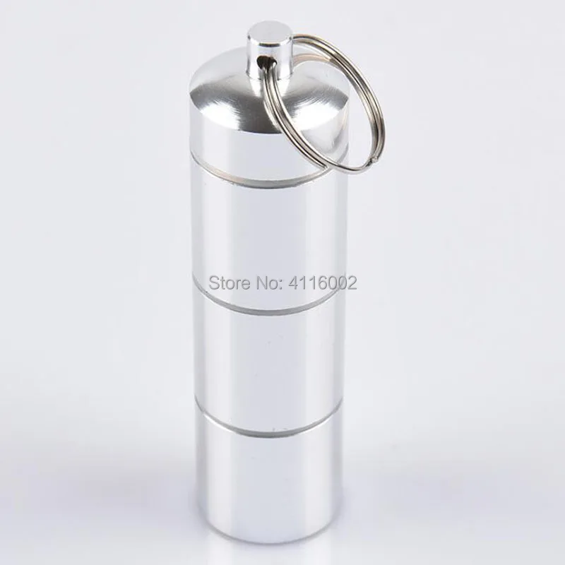 

100pcs Portable Pill Storage Box Waterproof Aluminum Alloy Pill Holder Container Keychain Medicine Storage Tank